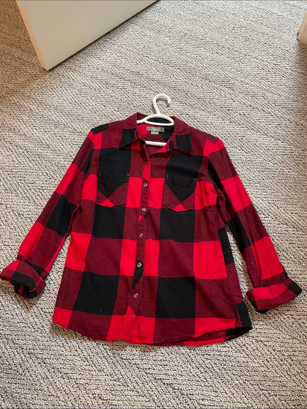 Natural Reflections Red and Black Buffalo Plaid Button-Down Shirt